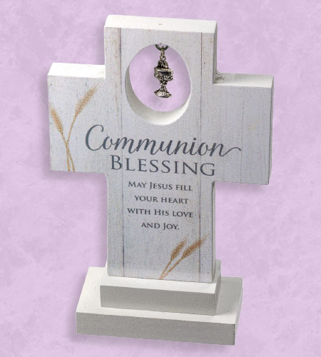 6in WOOD COMMUNION BLESSING STANDING CROSS
