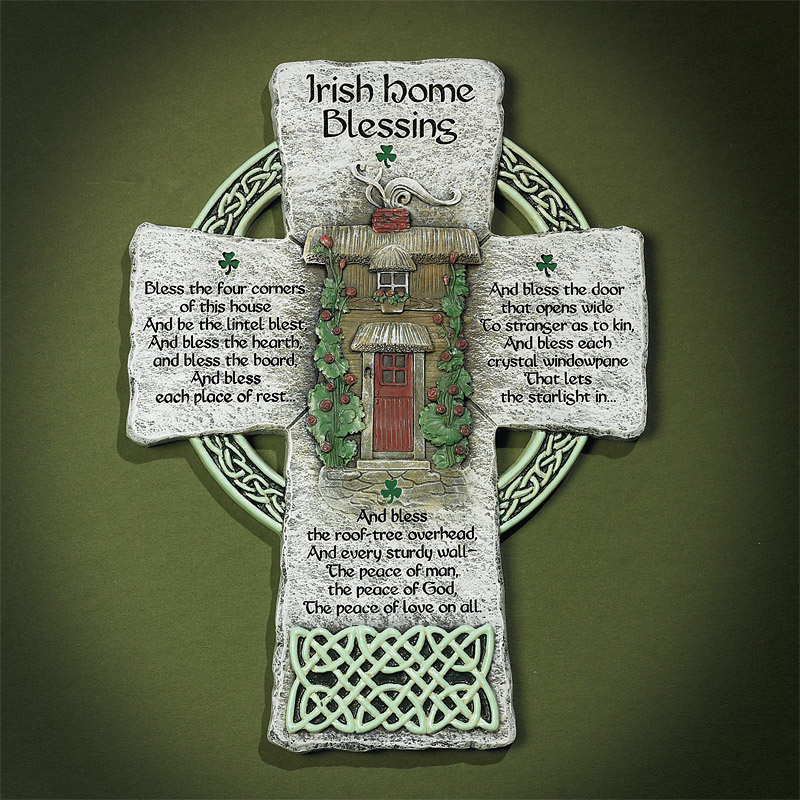8in Resin Irish Home Blessing Cross