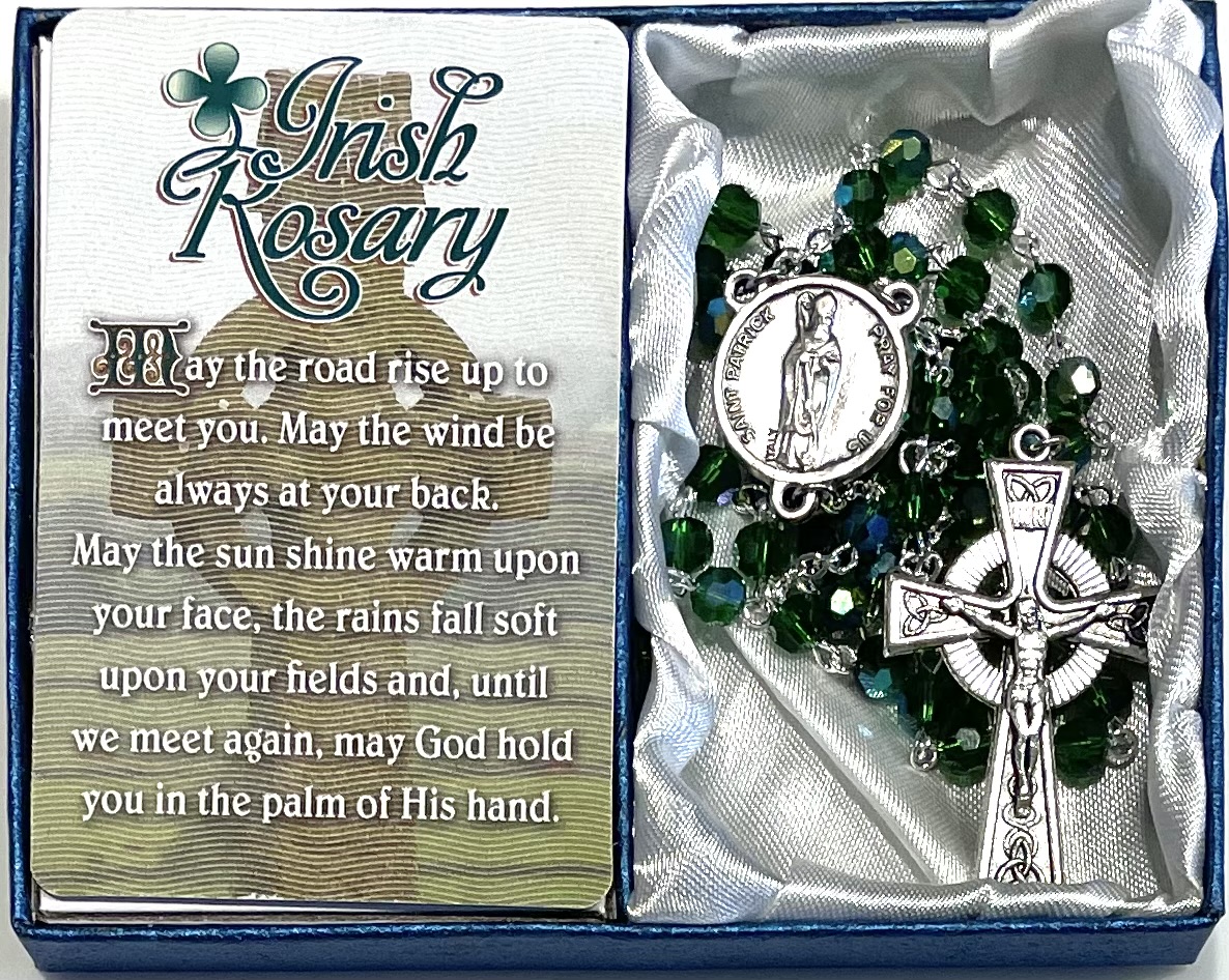 6 mm Irish Emerald Glass Rosary