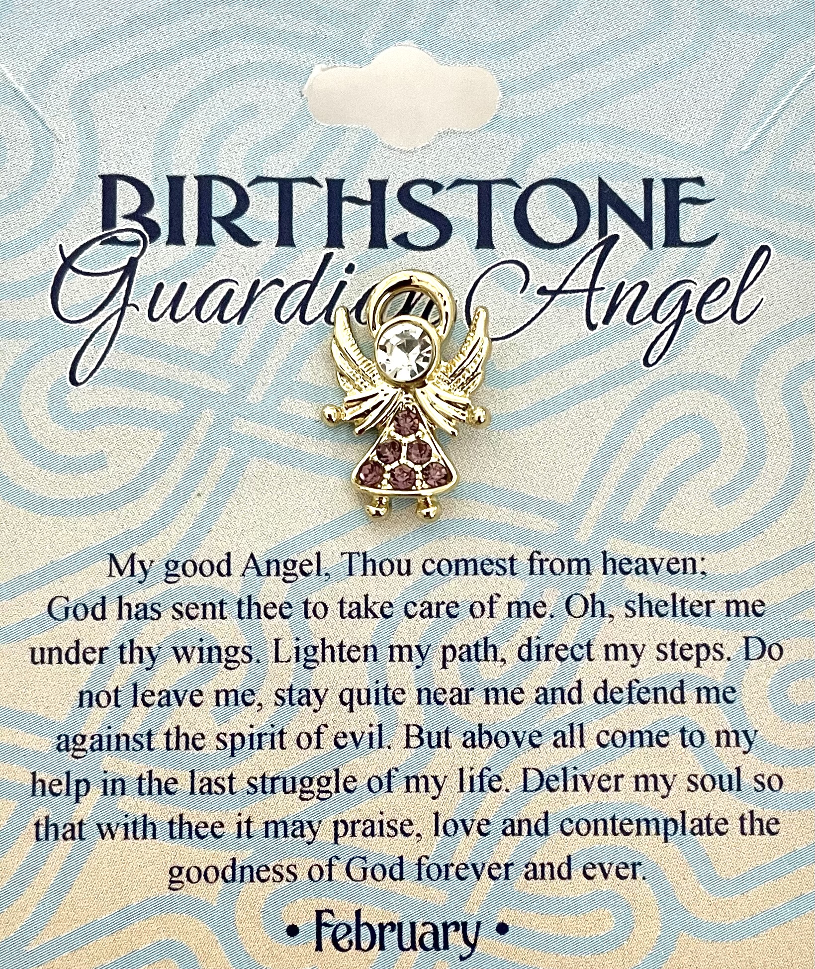 Austrian Crystal Birthstone Angel Pin February