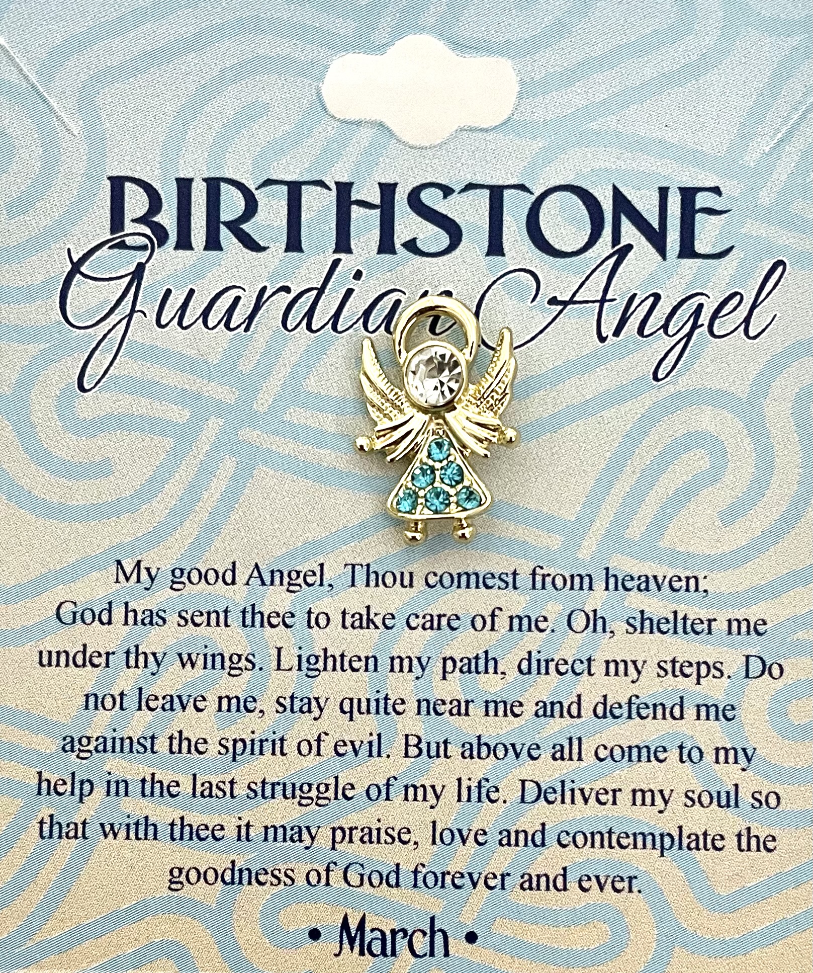 Austrian Crystal Birthstone Angel Pin March