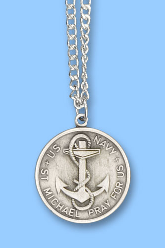 IN HIS SERVICE NAVY ROUND NECKLACE