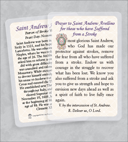 ST ANDREW AVELLINO/STROKE LAMINATED HEALING PRAYER CARD