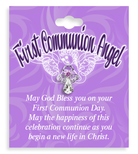 First Communion Angel Crystal Lapel Pin