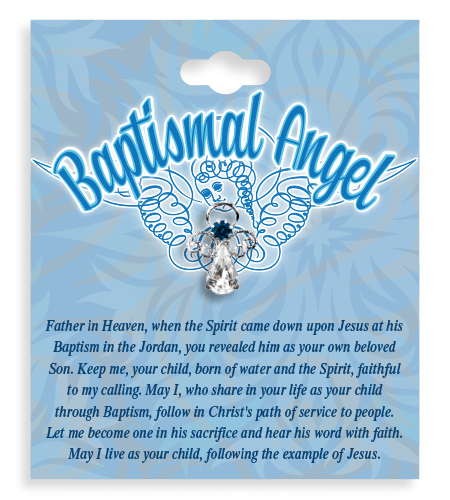 Boy Baptismal Angel Crystal Lapel Pin