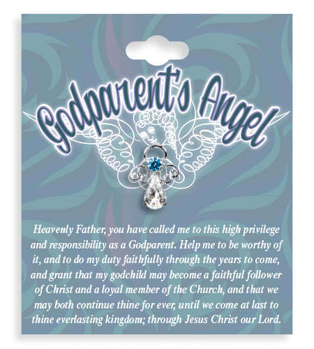 Godparents Angel Crystal Lapel Pin