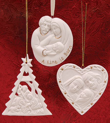 Assorted Porcelain Holy Family Ornament With Gold Highlights