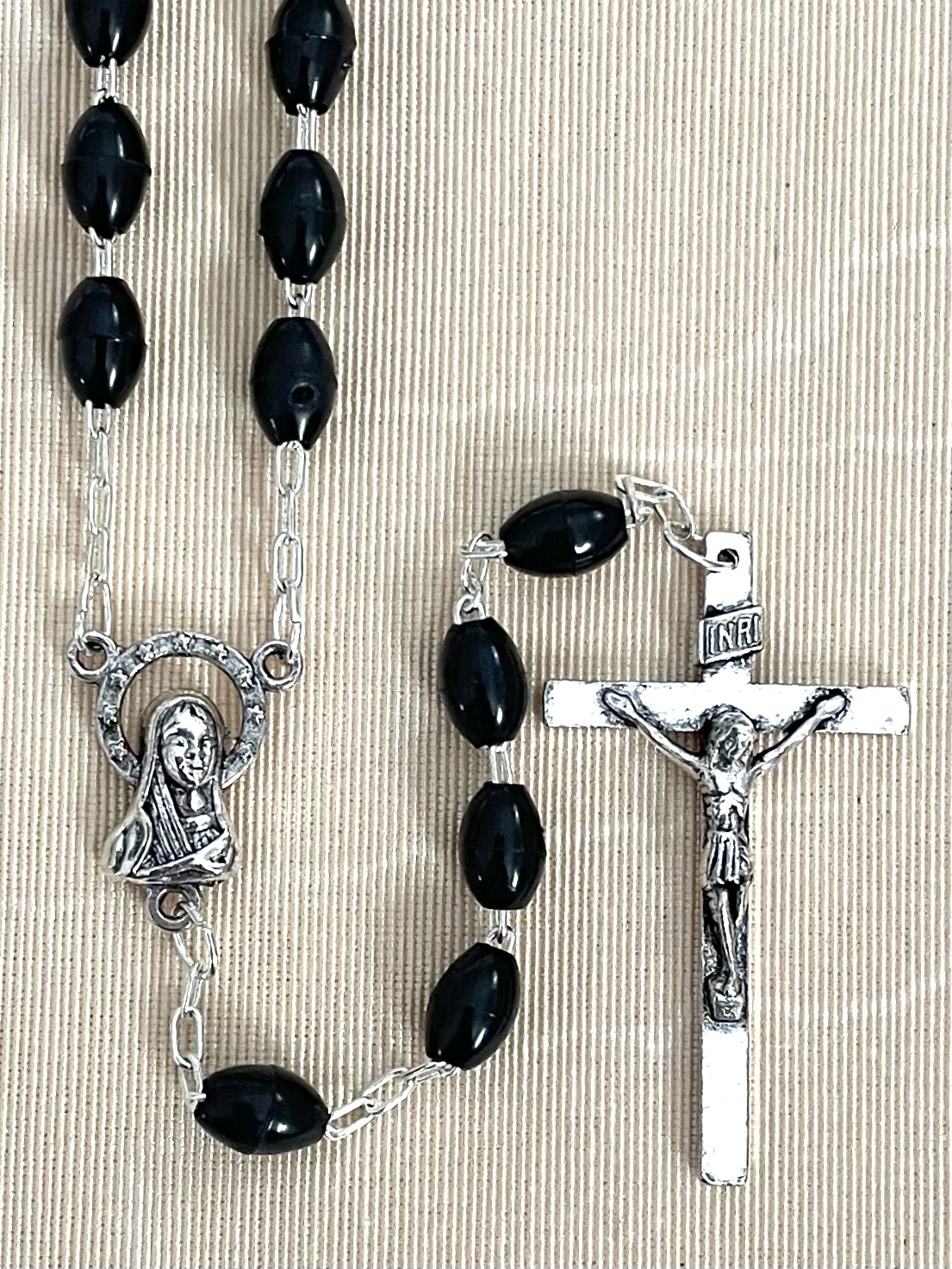 5x7mm OVAL BLACK SOLDERED LINK ROSARY