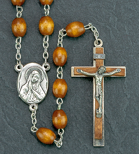 7X9mm Brown Wood Romagna Rosary