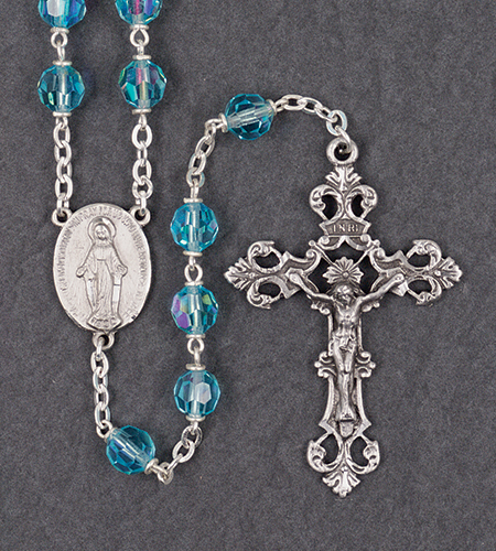 7mm AQUA AB TIN CUT LOC-LINK ROMAGNA ROSARY
