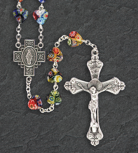 8 mm x 8 mm Multi COLored Glass Rosary