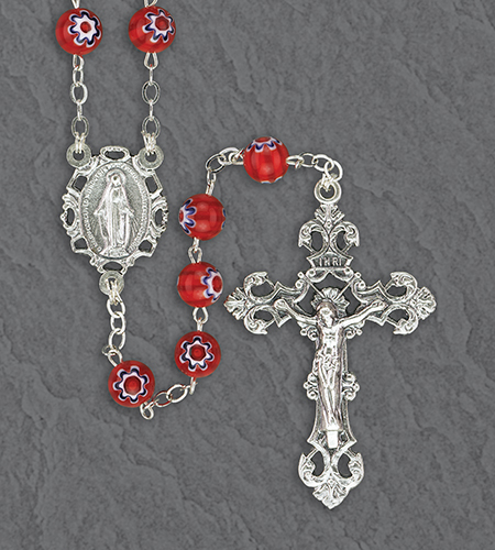 8 mm Ruby Murano Style Romagna Rosary