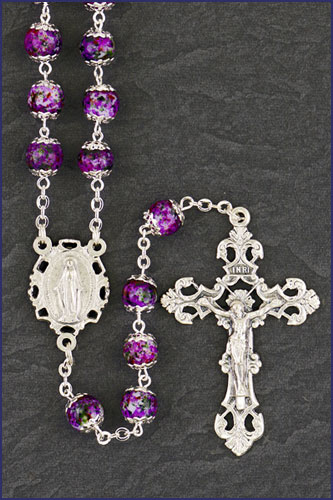 8mm AMETHYST DOUBLE CAPPED ROMAGNA ROSARY