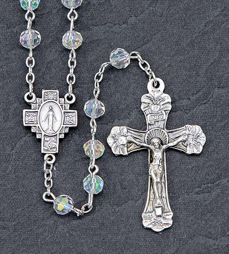 6 mm Round Crystal Tin Cut Ab Rosary