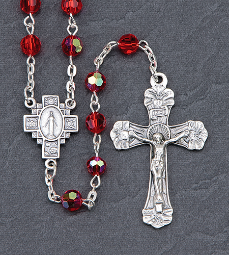 6 mm Round Ruby Tin Cut Ab Rosary