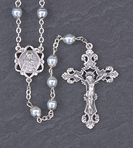 6 mm Blue Pearl Double Capped Romagna Rosary | 4313204 | Home