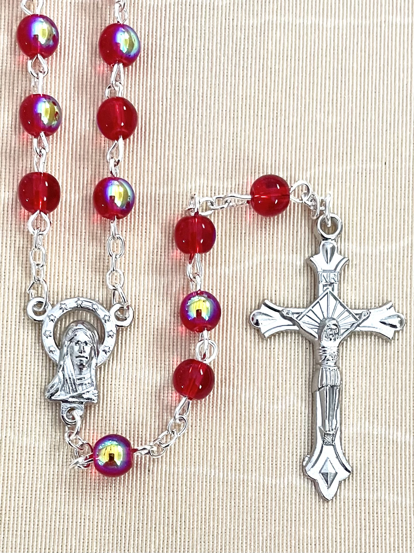 6mm RUBY GLASS ROSARY