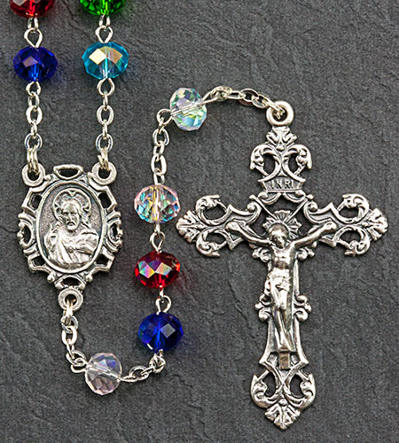 8X6 Tin Cut AB Multi Color Rosary