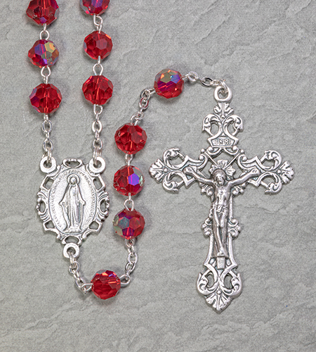 8mm RUBY TIN CUT ROMAGNA ROSARY BOXED