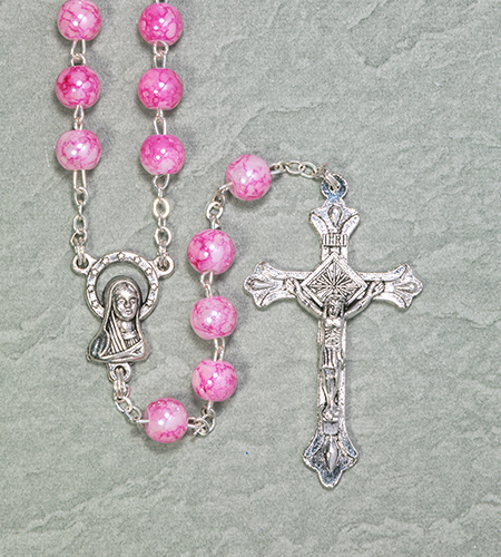 6mm PINK MARBLE ROSARY