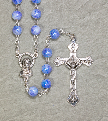 6mm DARK SAPPHIRE MARBLE ROSARY