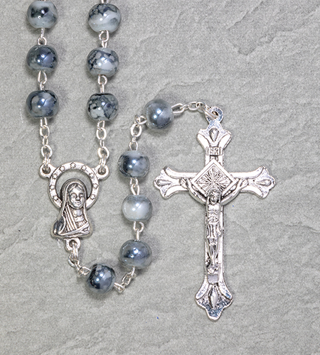 6mm HEMATITE MARBLE ROSARY