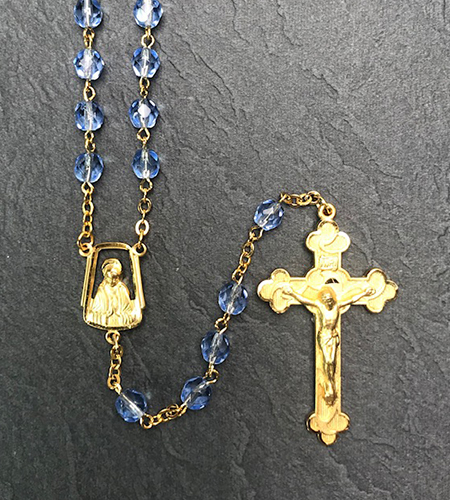 6mm SAPPHIRE ON GOLD HAND ENGRAVED ROSARY