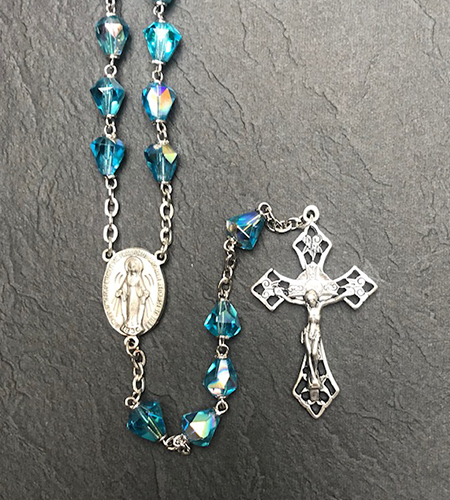 8x6mm TEARDROP AQUA AB ROSARY | 4358612 | Malhame