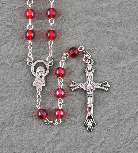 6 mm Ruby Glass Rosary