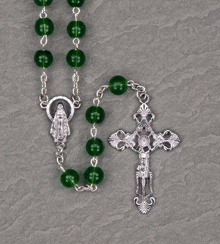 8 mm Emerald Glass Stone Rosary