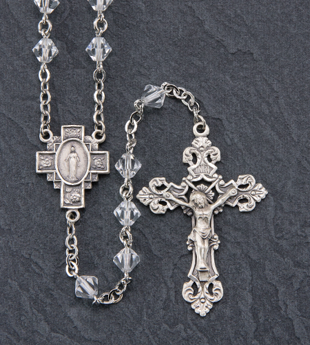 6mm RONDELLE SWAROVSKI CRYSTAL ALL STERLING EXCELSIOR ROSARY