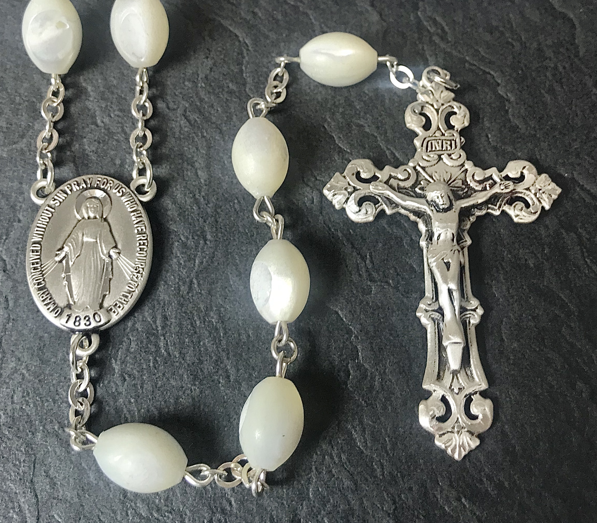 Mother of Pearl Mini Rosary — Iron Rose Supply