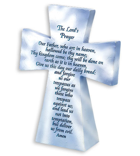 5in RESIN TABLETOP LORDS PRAYER CROSS