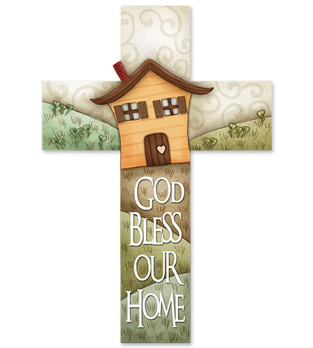 10in GOD BLESS HOME CROSS-HOUSE