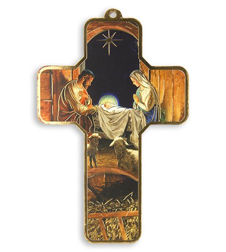 5in WOOD HOLY FAMILY CROSS