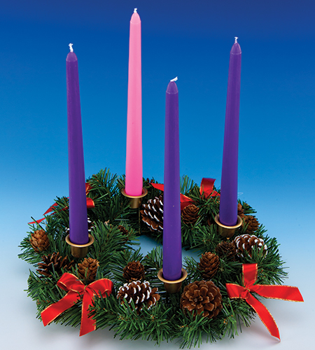 11in Advent Wreath with Red Ribbon