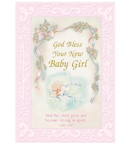 GOD BLESS BABY GIRL GREETING CARD