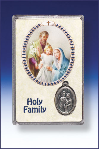 HOLY FAMILY PRAYER CARD WITH MEDAL