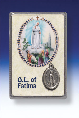 OUR LADY OF FATIMA PRAYER CARD WITH MEDAL