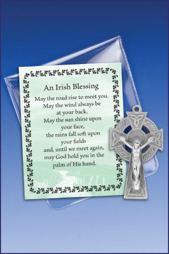 Oxidized Celtic Cross Packet - Irish Blessing