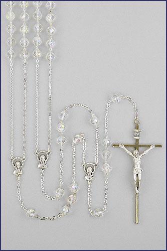 10mm CRYSTAL/GOLD LASSO ROSARY 49in LENGTH