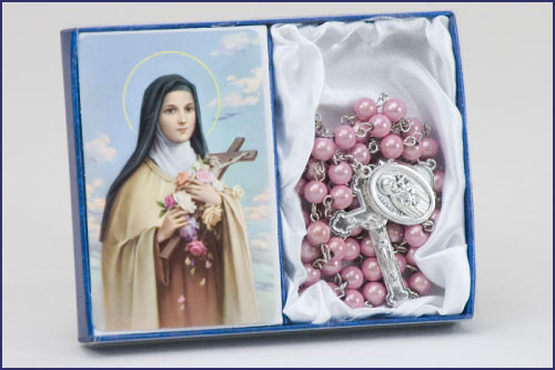 Saint Therese Laminated Prayer Card with Rosary