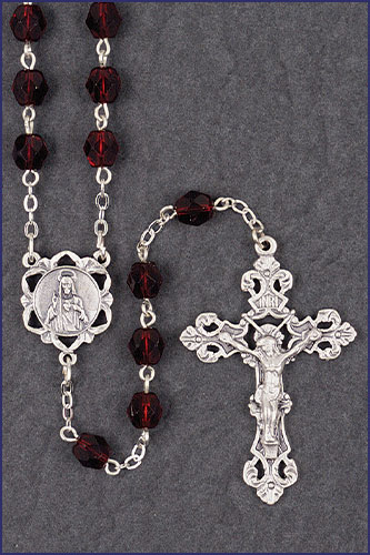6mm January Round Diamond Cut Birthstone Rosary