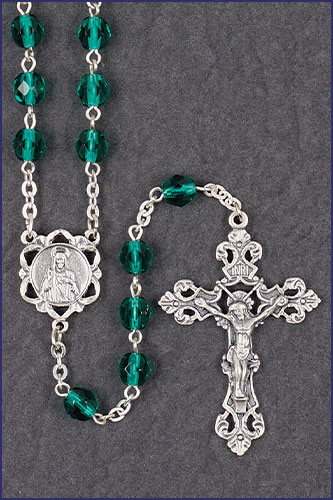 6 mm May Round Diamond Cut Birhtstone Rosary