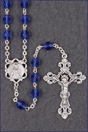 6 mm September Round Diamond Cut Birthstone Rosary