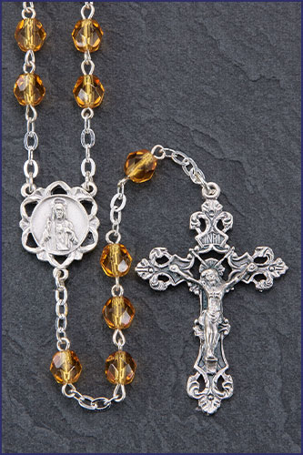 6mm November Round Diamond Cut Birthstone Rosary