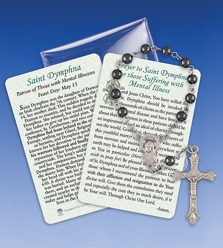 Saint Dymphna/Mental Illness Healing 1 Decade Rosary with Prayer Card