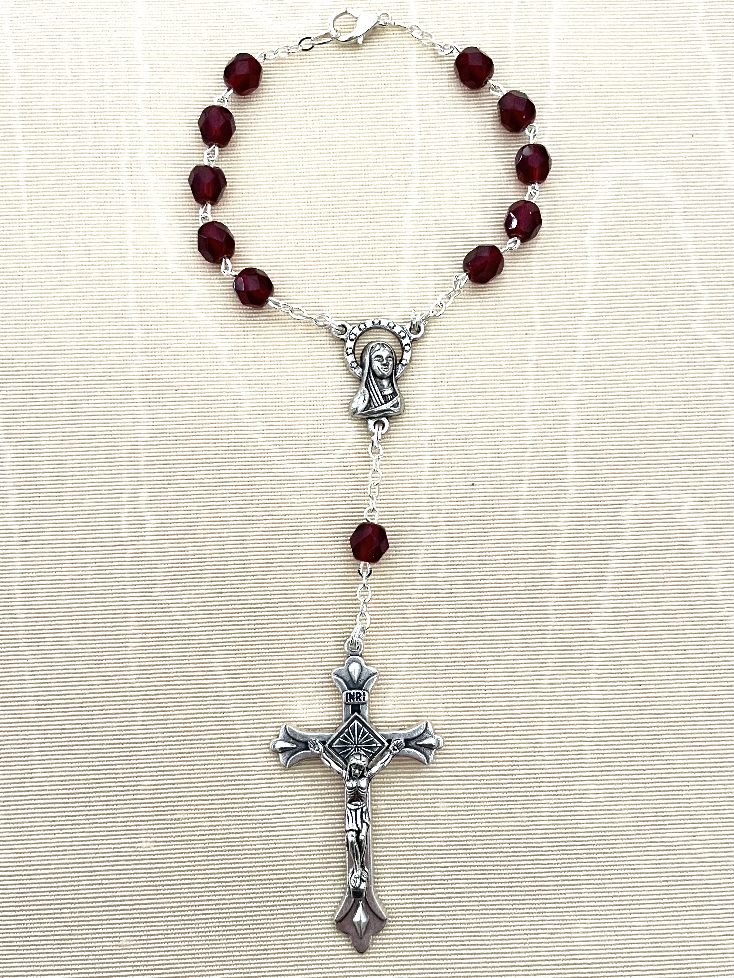 6mm Garnet Auto Rosary