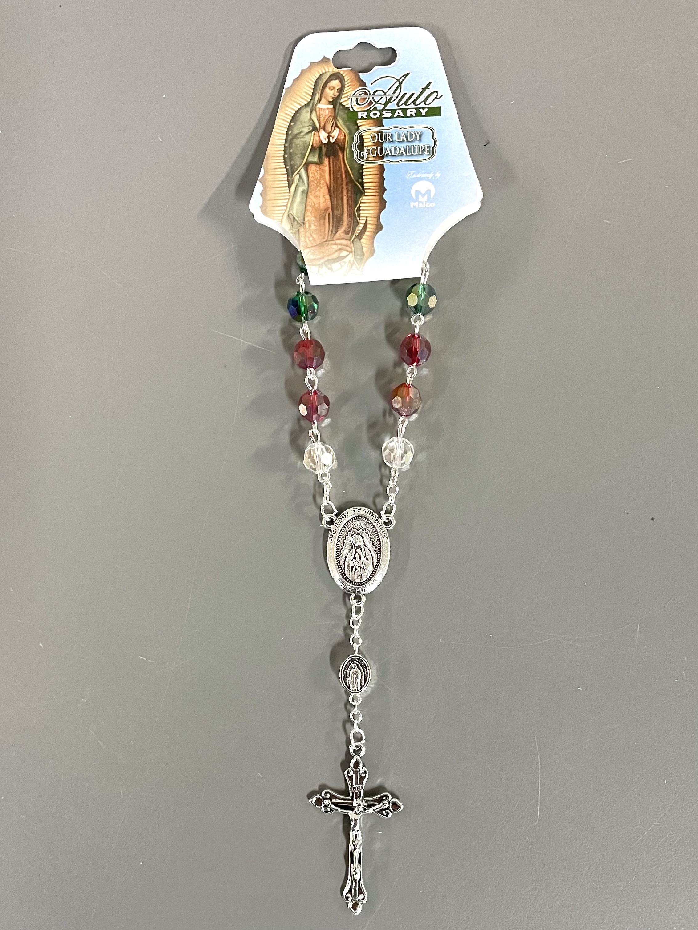 OUR LADY OF GUADALUPE 8mm TIN CUT AUTO ROSARY