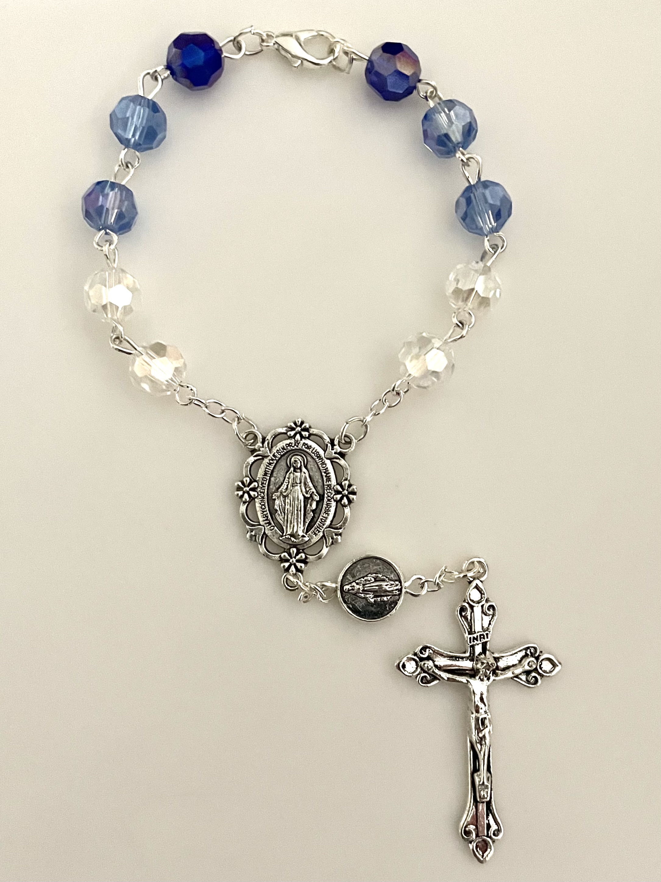 OUR LADY OF GRACE 8mm TIN CUT AUTO ROSARY